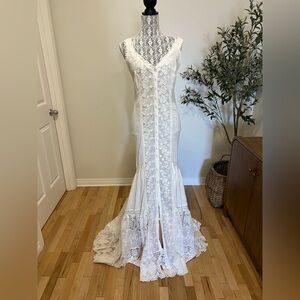 White Lace Boho Gown